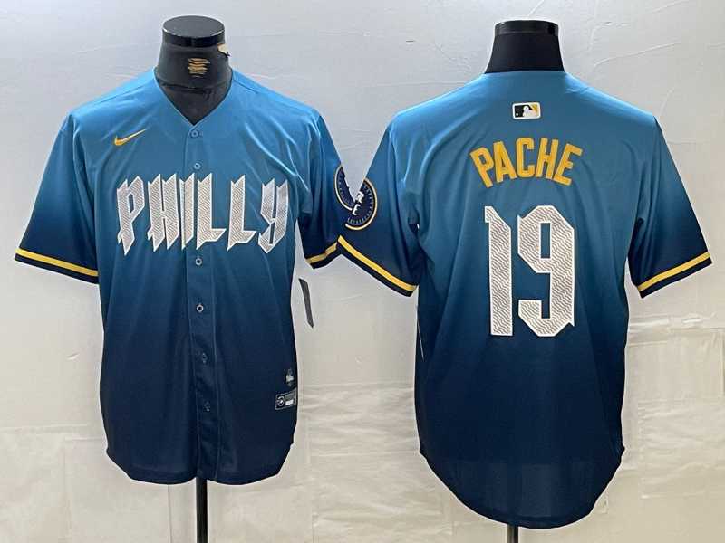 Mens Philadelphia Phillies #19 Cristian Pache Blue 2024 City Connect Limited Stitched Jersey->philadelphia phillies->MLB Jersey
